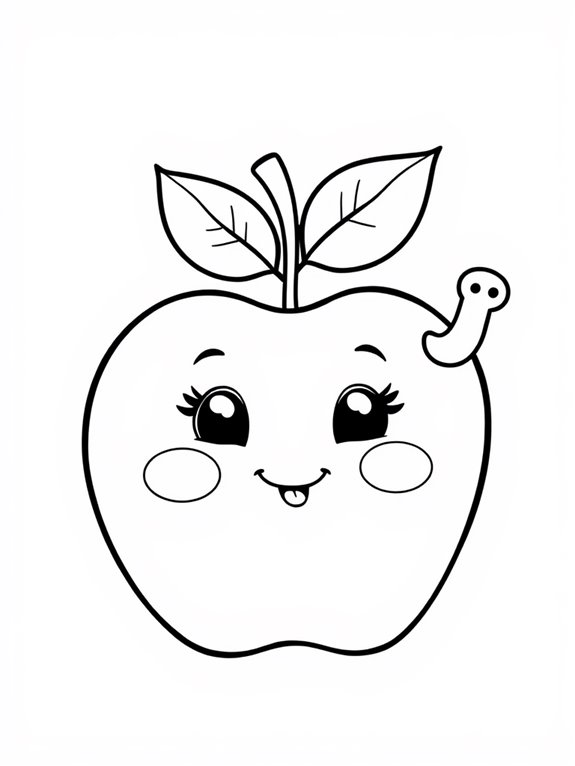 adorable apple coloring page