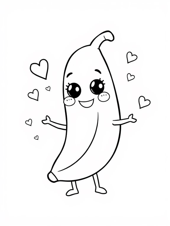 adorable banana coloring page