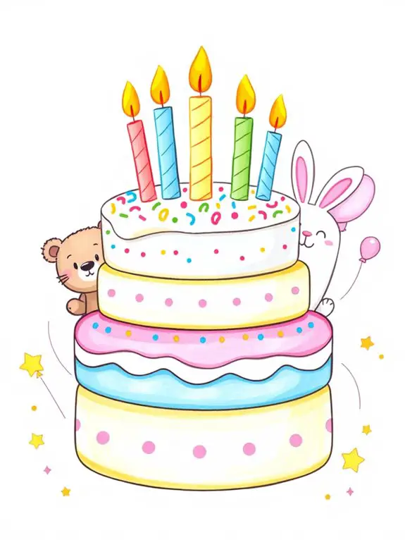 adorable cake birthday illustration