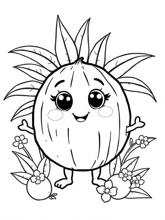 adorable coconut coloring page