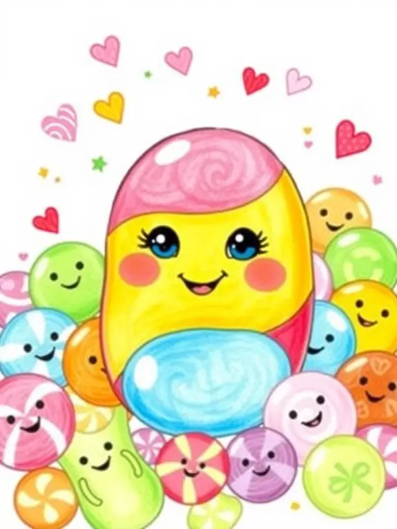 adorable colorful jellybean illustration
