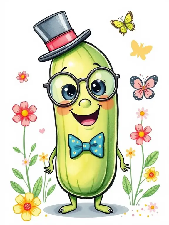 adorable cucumber with accessories