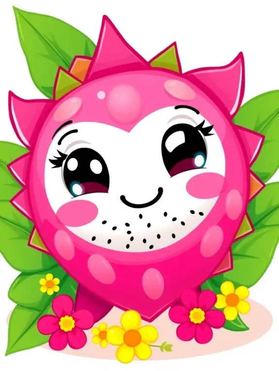 adorable dragon fruit illustration