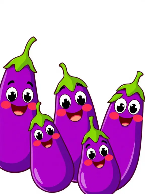 adorable eggplant face illustrations