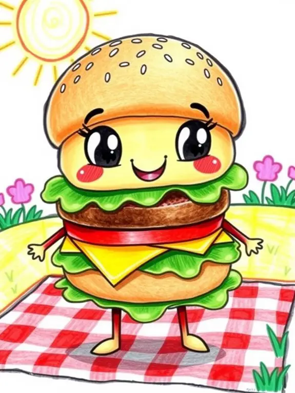 adorable hamburger illustration art