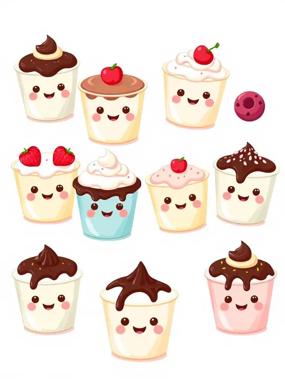 adorable pudding cup illustration