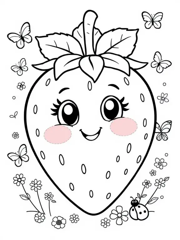 adorable strawberry coloring page
