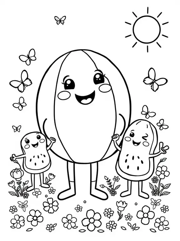 adorable watermelon family illustration