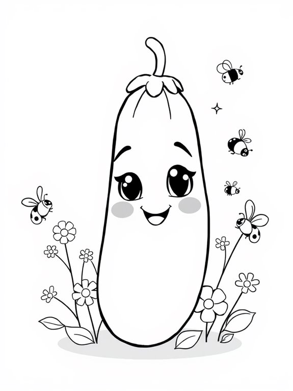 adorable zucchini coloring activity