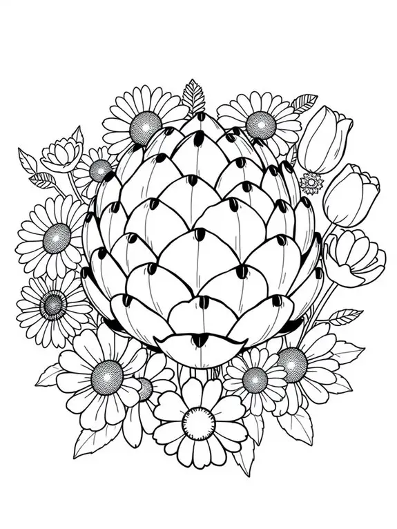 artichoke flower coloring page