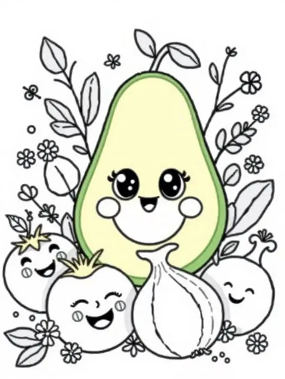 avocado themed coloring activity