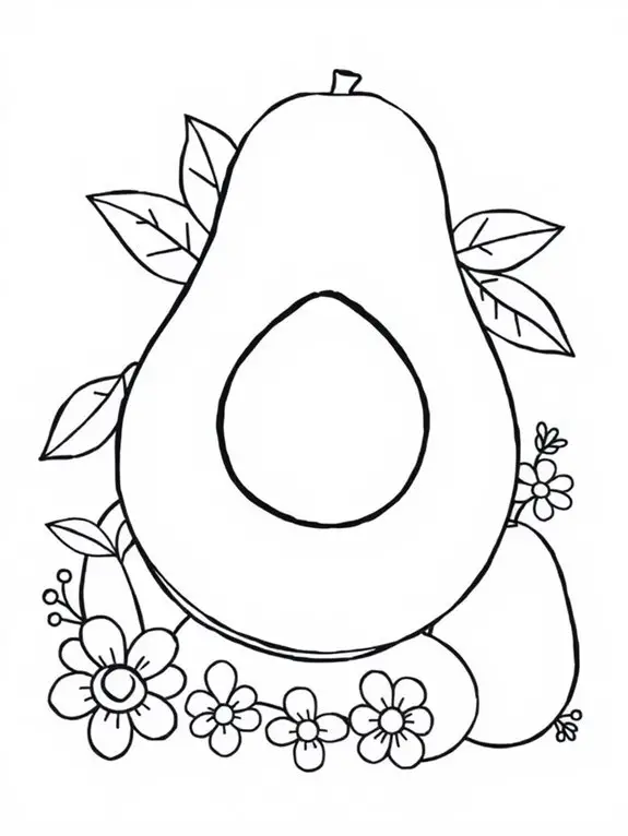 avocado themed coloring page