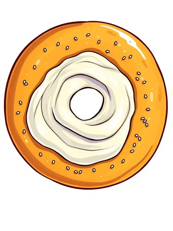 bagel topped with cream cheese
