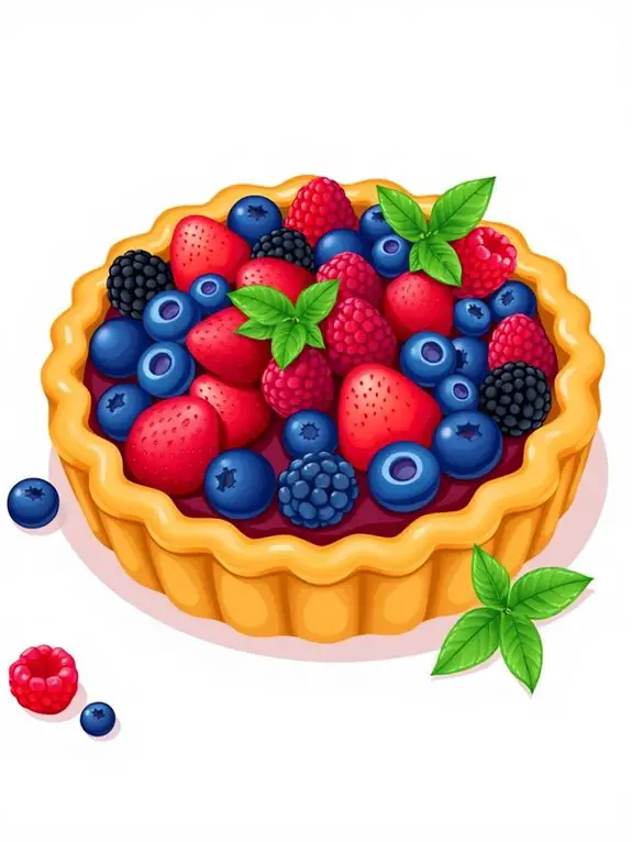berry filled fruit pie illustration