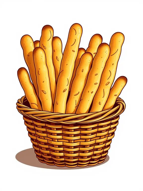 breadsticks in a basket
