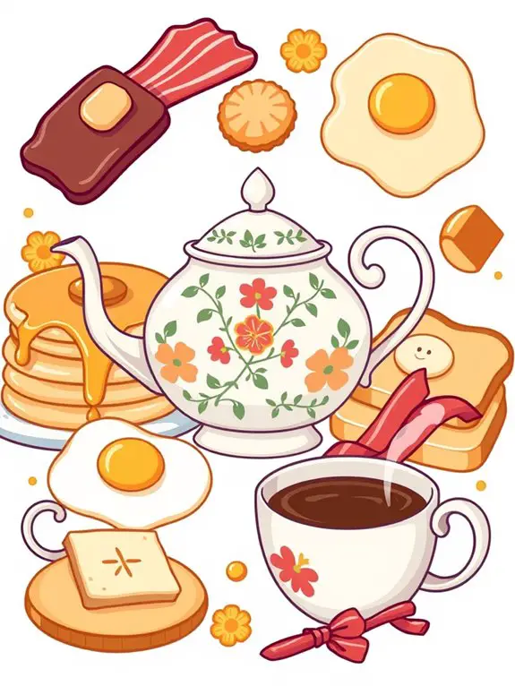 breakfast themed teapot clipart