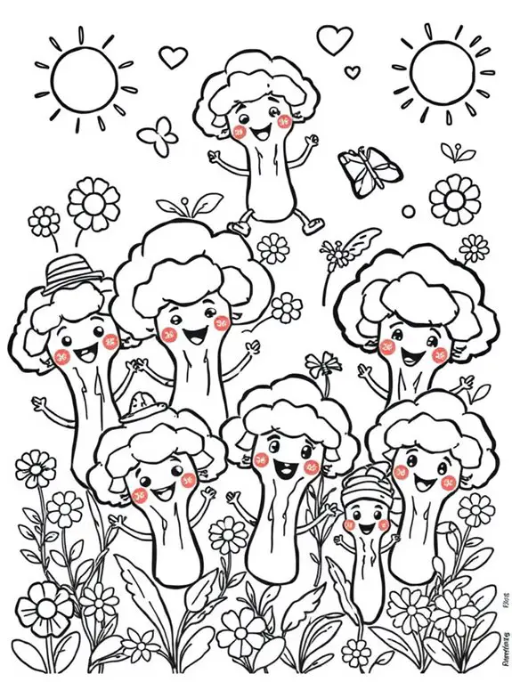 broccoli themed coloring activity