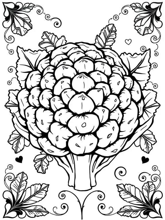 cauliflower coloring page design