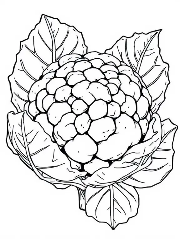 cauliflower with leaves illustration