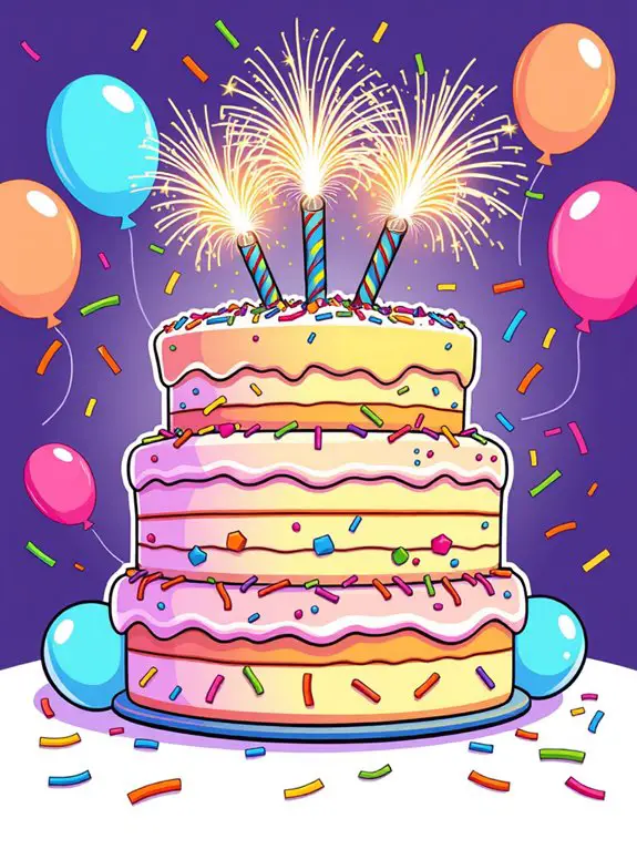 celebratory cake with sparklers