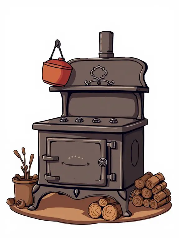 charming rustic stove illustration