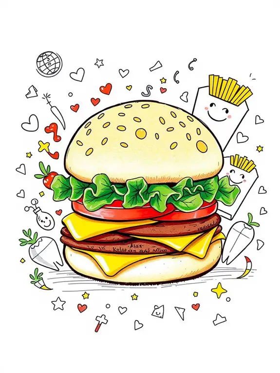 cheeseburger doodle artwork