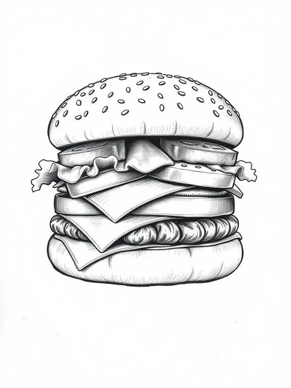 cheeseburger monochrome illustration design