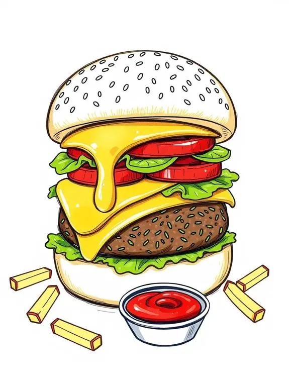 cheeseburger sketch art concept