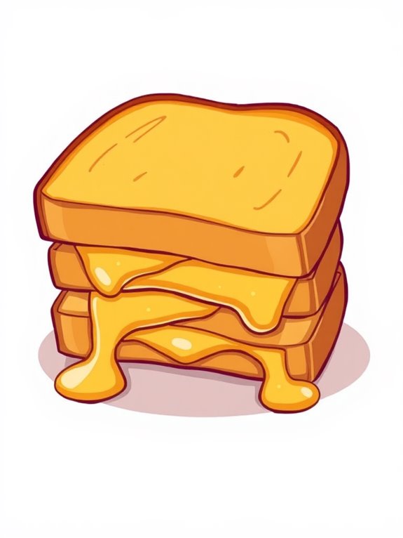 cheesy grilled sandwich illustration