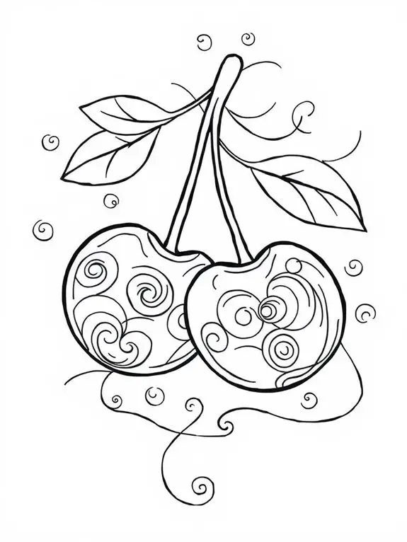 cherry coloring page design