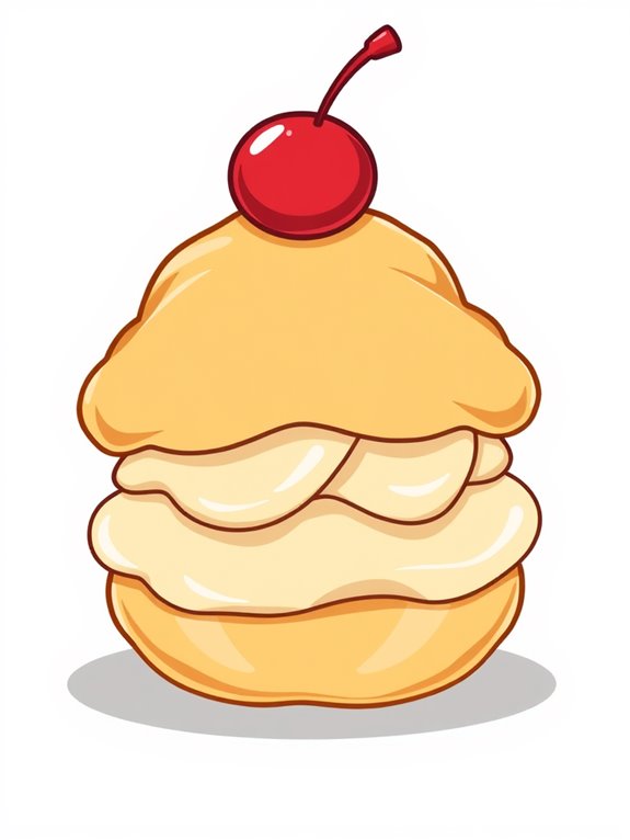 cherry topped cream puff illustration