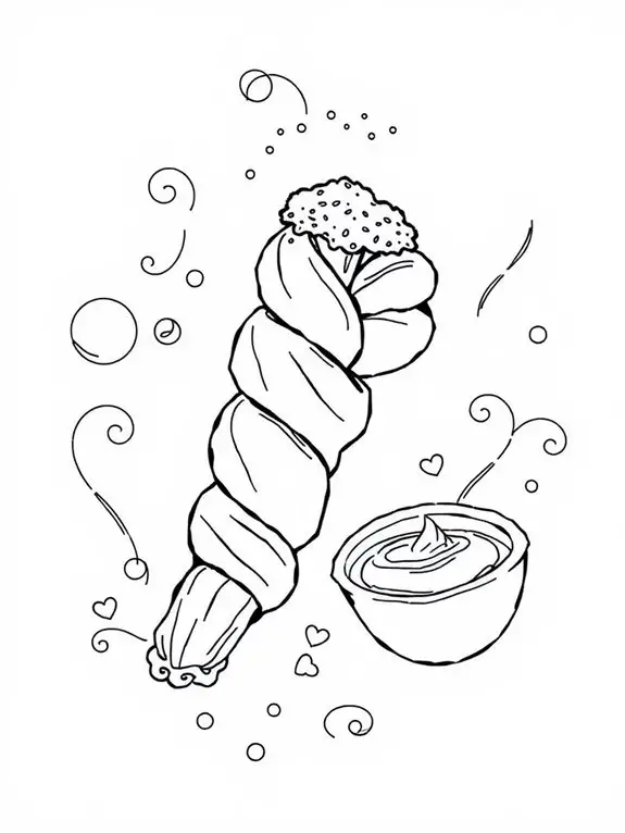 churro themed coloring page design