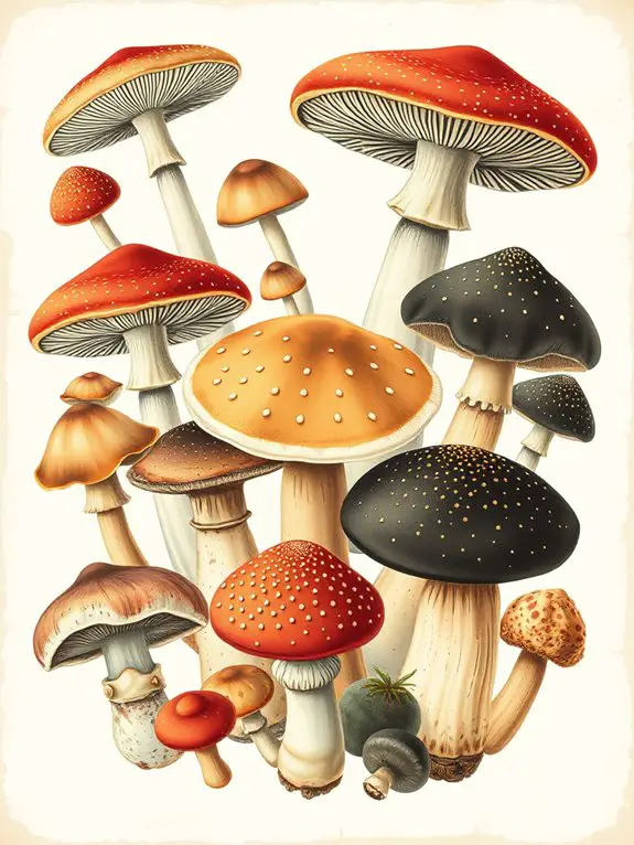 classic mushroom illustrations collection