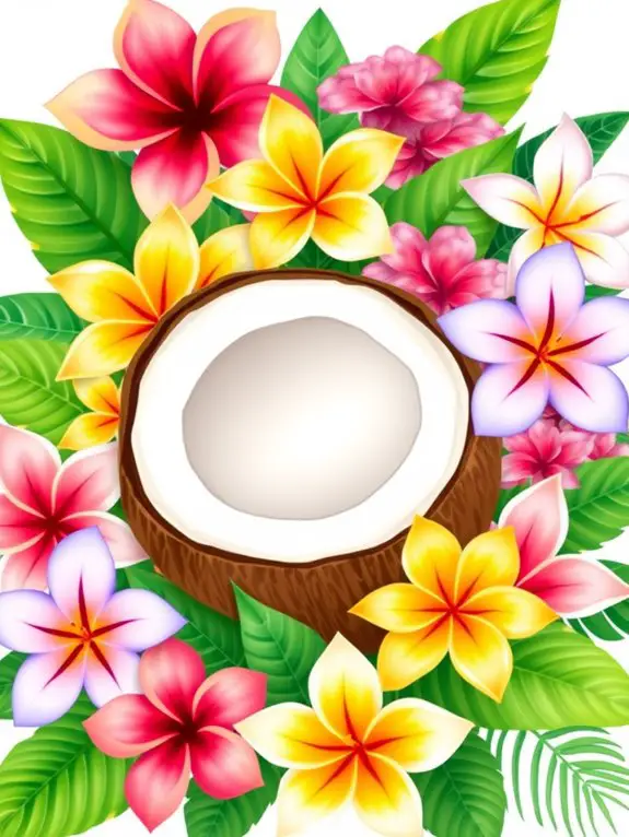 coconut adorned with flowers