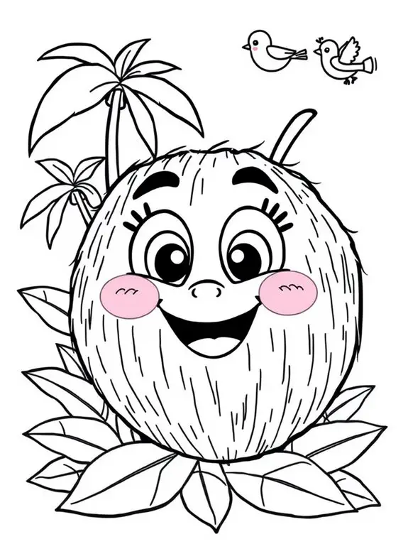 coconut themed coloring activity