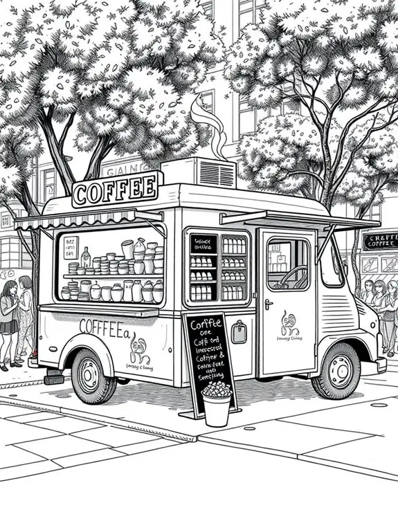 coffee truck sketch illustration