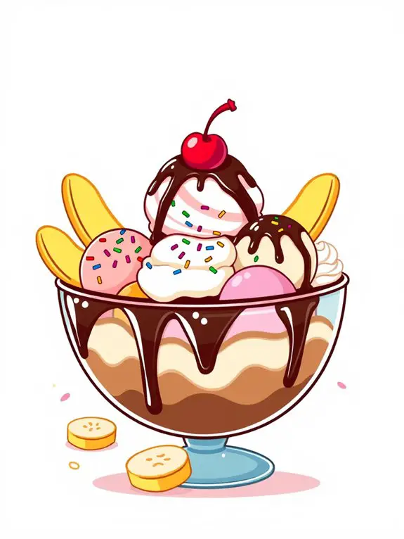 colorful banana split illustration