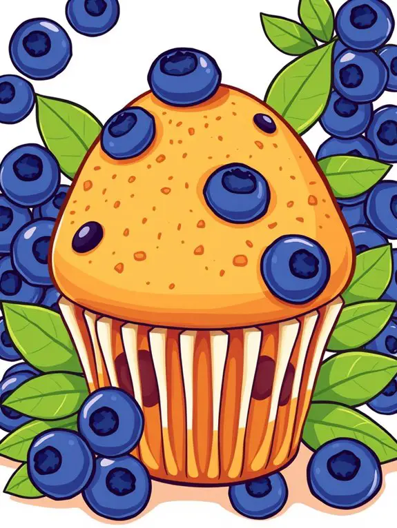 colorful blueberry muffin illustration