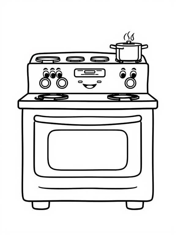 colorful cartoon stove illustration