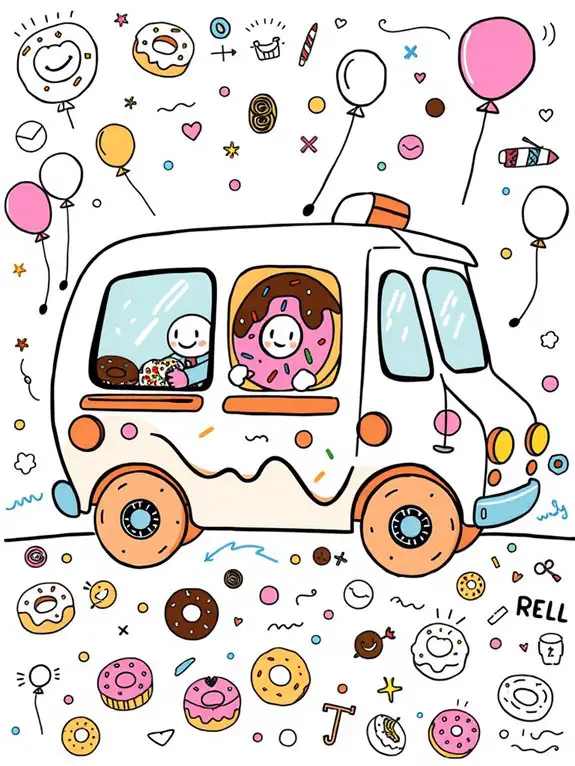 colorful donut truck sketch