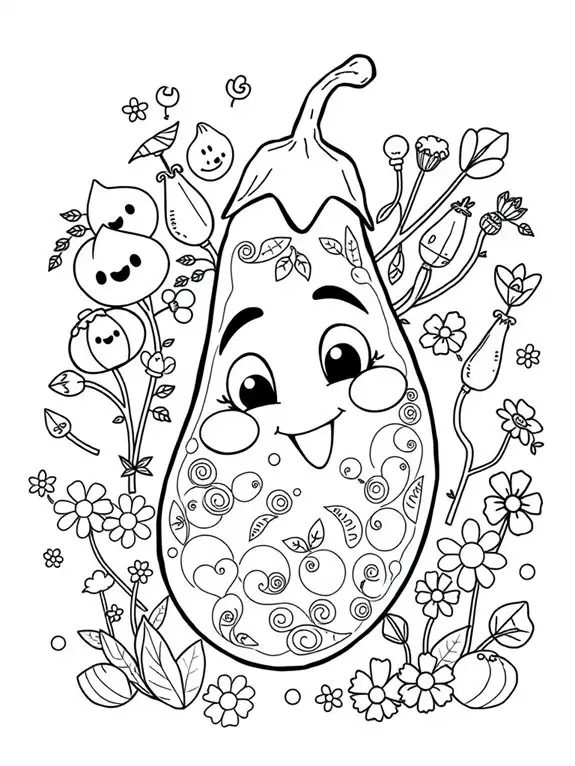 colorful eggplant illustration fun