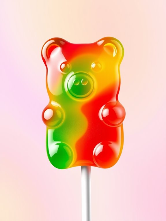 colorful gummy bear lollipop