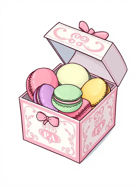 colorful macarons in box