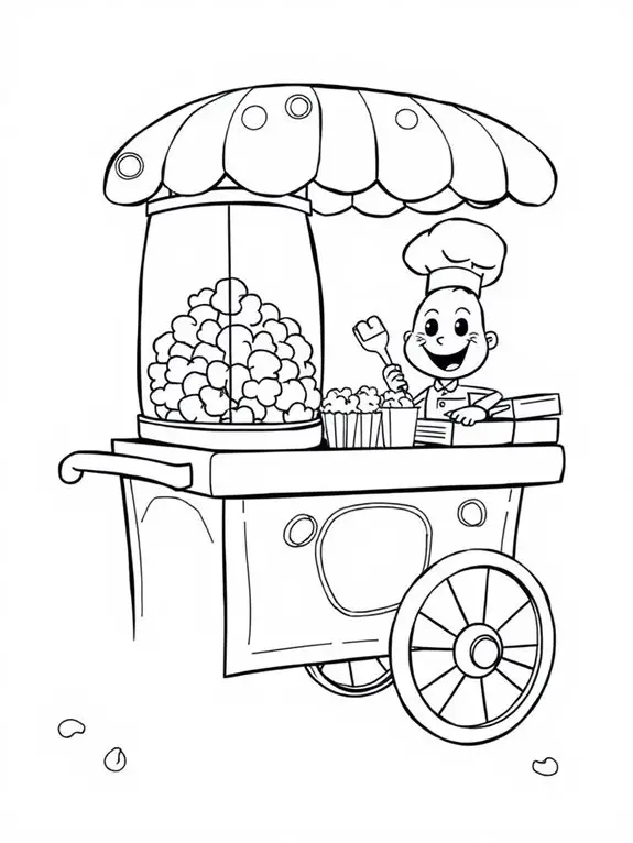 colorful popcorn cart design