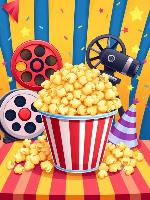 colorful popcorn party decorations