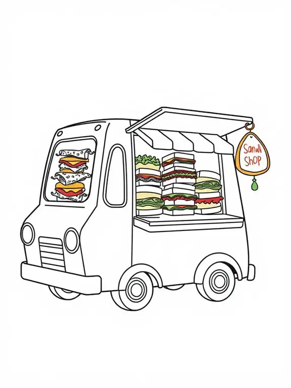 colorful sandwich shop truck