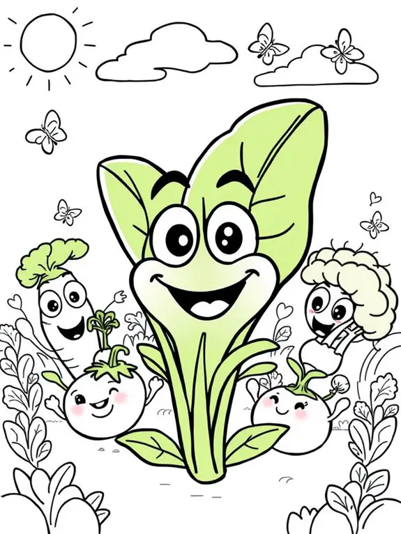 colorful spinach cartoon friends