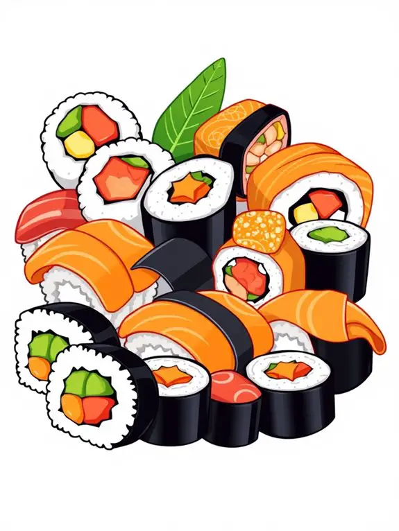 colorful sushi roll illustration