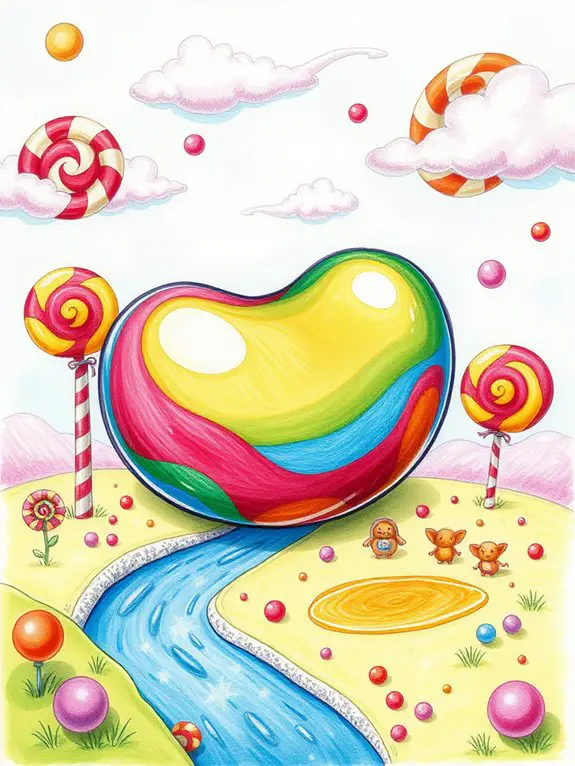 colorful three dimensional jellybean illustration