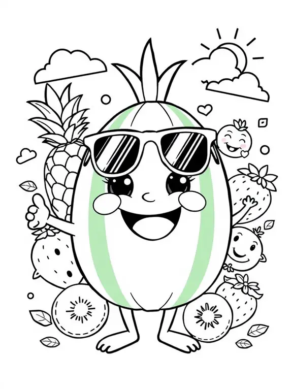 colorful watermelon coloring page